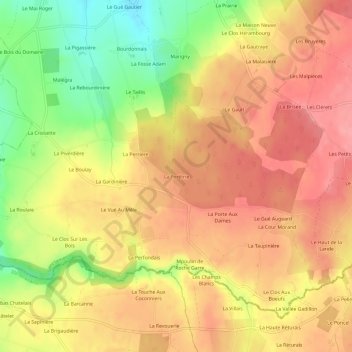 La Forêtrie topographic map, elevation, terrain