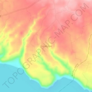Surabaya topographic map, elevation, terrain