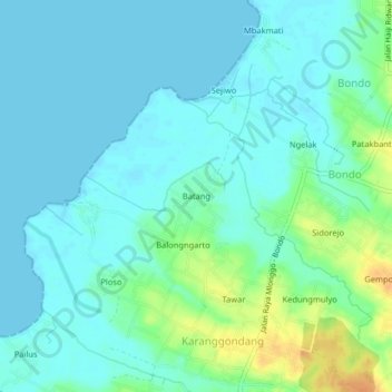 Batang topographic map, elevation, terrain