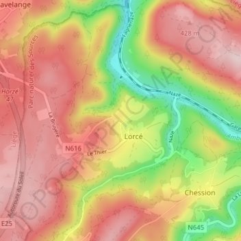 Bierny topographic map, elevation, terrain