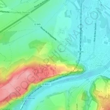 La Roche topographic map, elevation, terrain