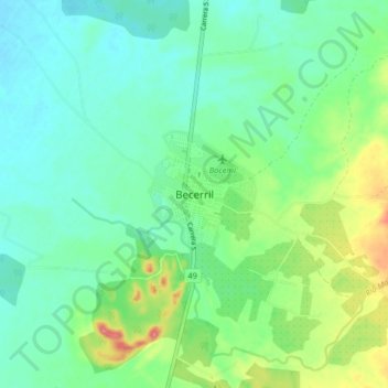 Becerril topographic map, elevation, terrain