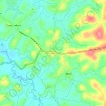 Meenangadi topographic map, elevation, terrain