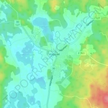 Vrigstad topographic map, elevation, terrain