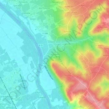 Montalier topographic map, elevation, terrain