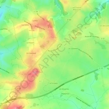 Les Gouttes topographic map, elevation, terrain