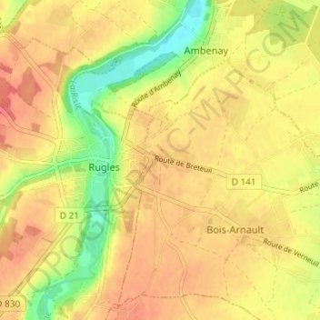Les Mariaux topographic map, elevation, terrain