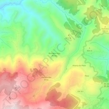 Barranco dos Pisões topographic map, elevation, terrain