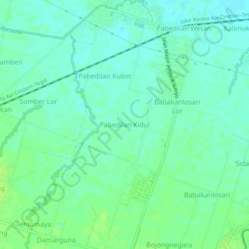 Pabedilan Kidul topographic map, elevation, terrain