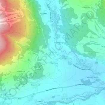 Fanning topographic map, elevation, terrain