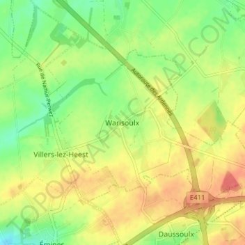 Warisoulx topographic map, elevation, terrain