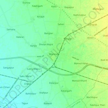 Morinda topographic map, elevation, terrain