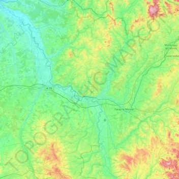 La Loire topographic map, elevation, terrain