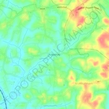 Pulikamaly topographic map, elevation, terrain