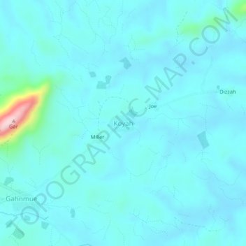 Koyah topographic map, elevation, terrain