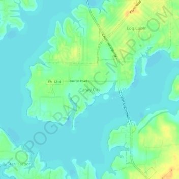 Caney City topographic map, elevation, terrain