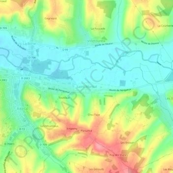 Saint-Martial topographic map, elevation, terrain