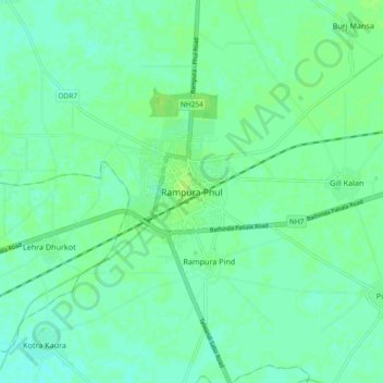 Rampura Phul topographic map, elevation, terrain