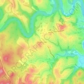 Barton Creek topographic map, elevation, terrain