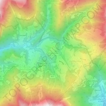 Zambla Bassa topographic map, elevation, terrain