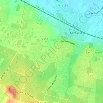 Sacquey topographic map, elevation, terrain