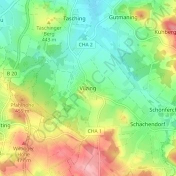 Vilzing topographic map, elevation, terrain