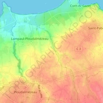 Kerleac'h topographic map, elevation, terrain