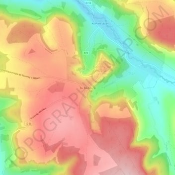 Au Faubourg topographic map, elevation, terrain