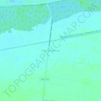 Puerto Telchac topographic map, elevation, terrain