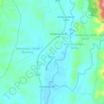 Kampung Lalang topographic map, elevation, terrain
