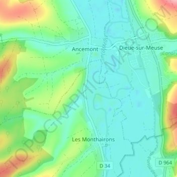 Le Petit Monthairon topographic map, elevation, terrain