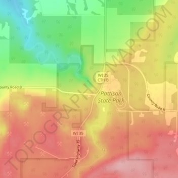 Big Manitou Falls topographic map, elevation, terrain