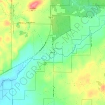 Parrish topographic map, elevation, terrain