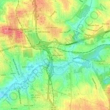 Columbia Heights topographic map, elevation, terrain