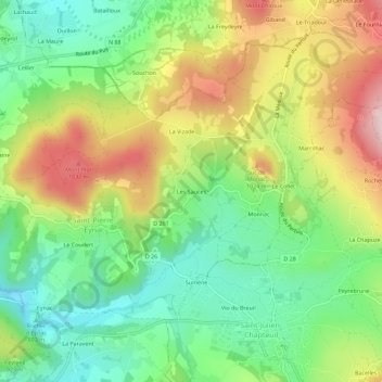 Les Sauces topographic map, elevation, terrain