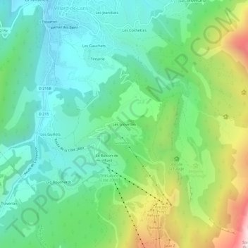 Les Glovettes topographic map, elevation, terrain