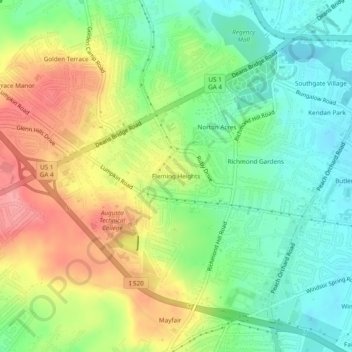 Fleming Heights topographic map, elevation, terrain