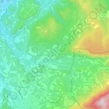 Les Margauds topographic map, elevation, terrain