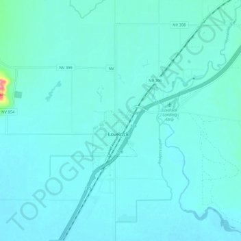 Lovelock topographic map, elevation, terrain