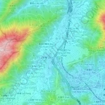 Wai Tau Tsuen topographic map, elevation, terrain