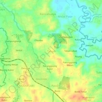 Taban topographic map, elevation, terrain