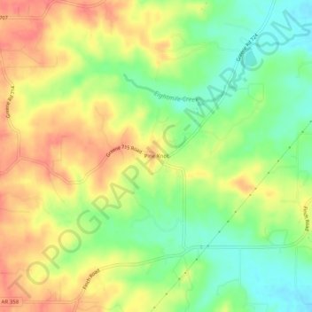 Pine Knot topographic map, elevation, terrain