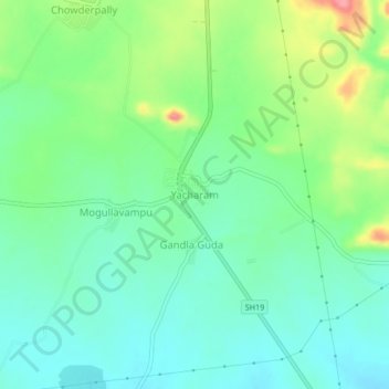 Yacharam topographic map, elevation, terrain