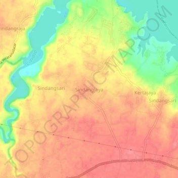 Sindangjaya topographic map, elevation, terrain