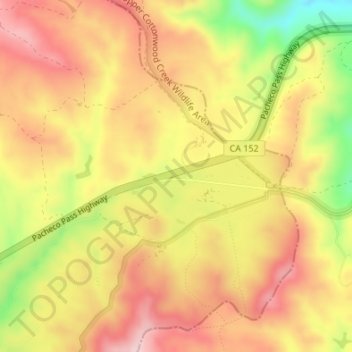 Pacheco Pass topographic map, elevation, terrain