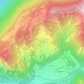 Levron topographic map, elevation, terrain