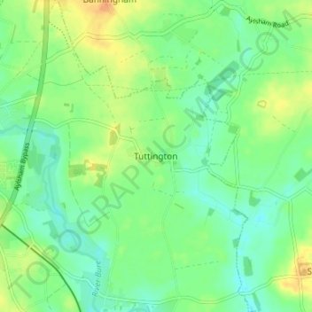 Tuttington topographic map, elevation, terrain