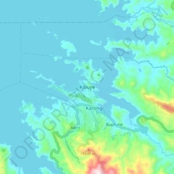 Kibuye topographic map, elevation, terrain