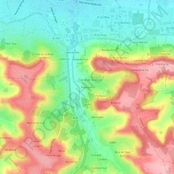 Fourquet topographic map, elevation, terrain