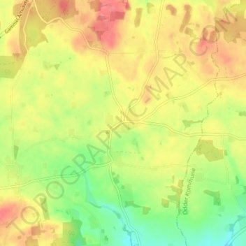 Gangsted topographic map, elevation, terrain